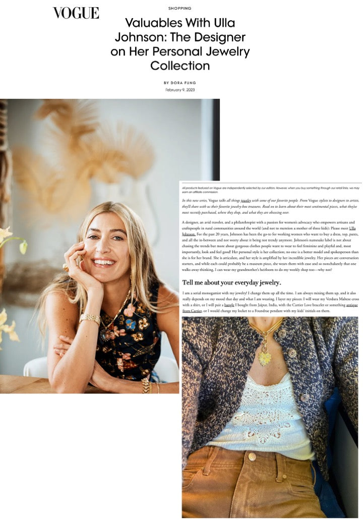 Vogue - Valuables With Ulla Johnson: The Designer on Her Personal Jewelry Collection - February 2023