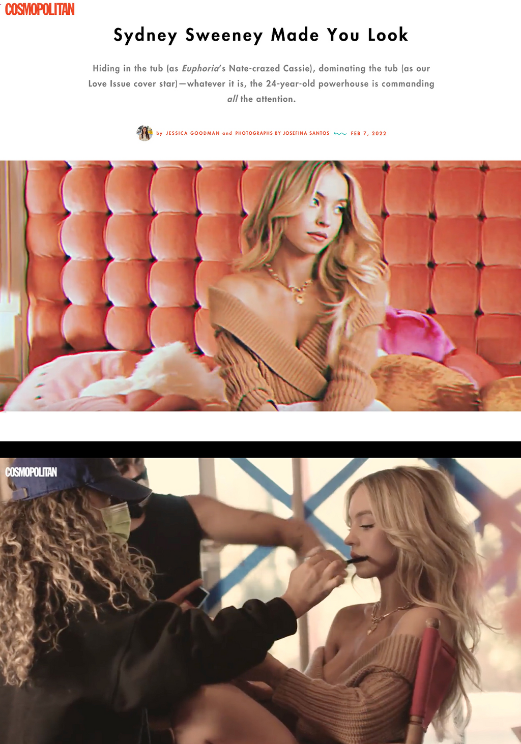 Cosmopolitan - Sydney Sweeney Made You Look, Feb 2022