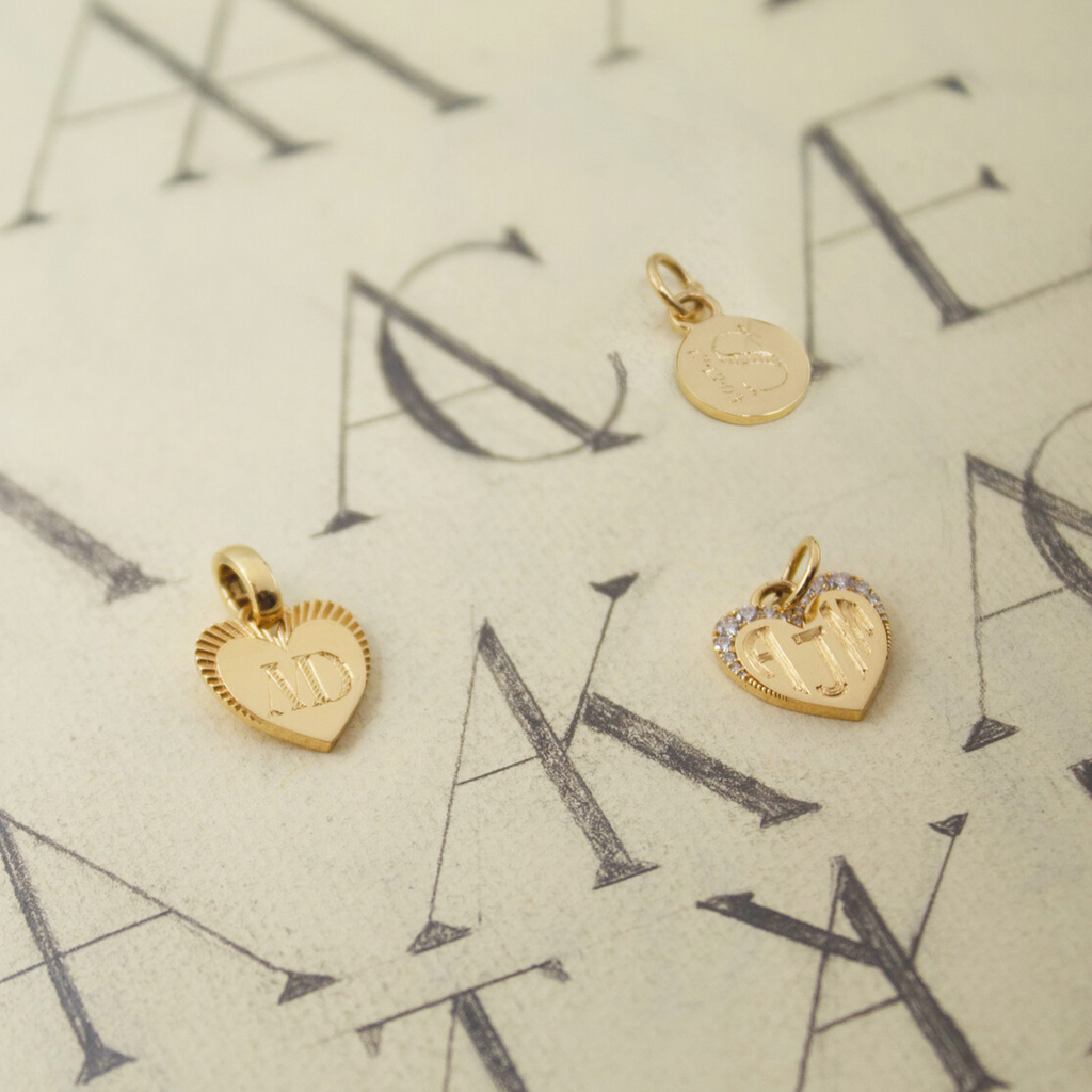 Engravable Heart Miniature Medallion : in Yellow Gold with an Annex Link view 2