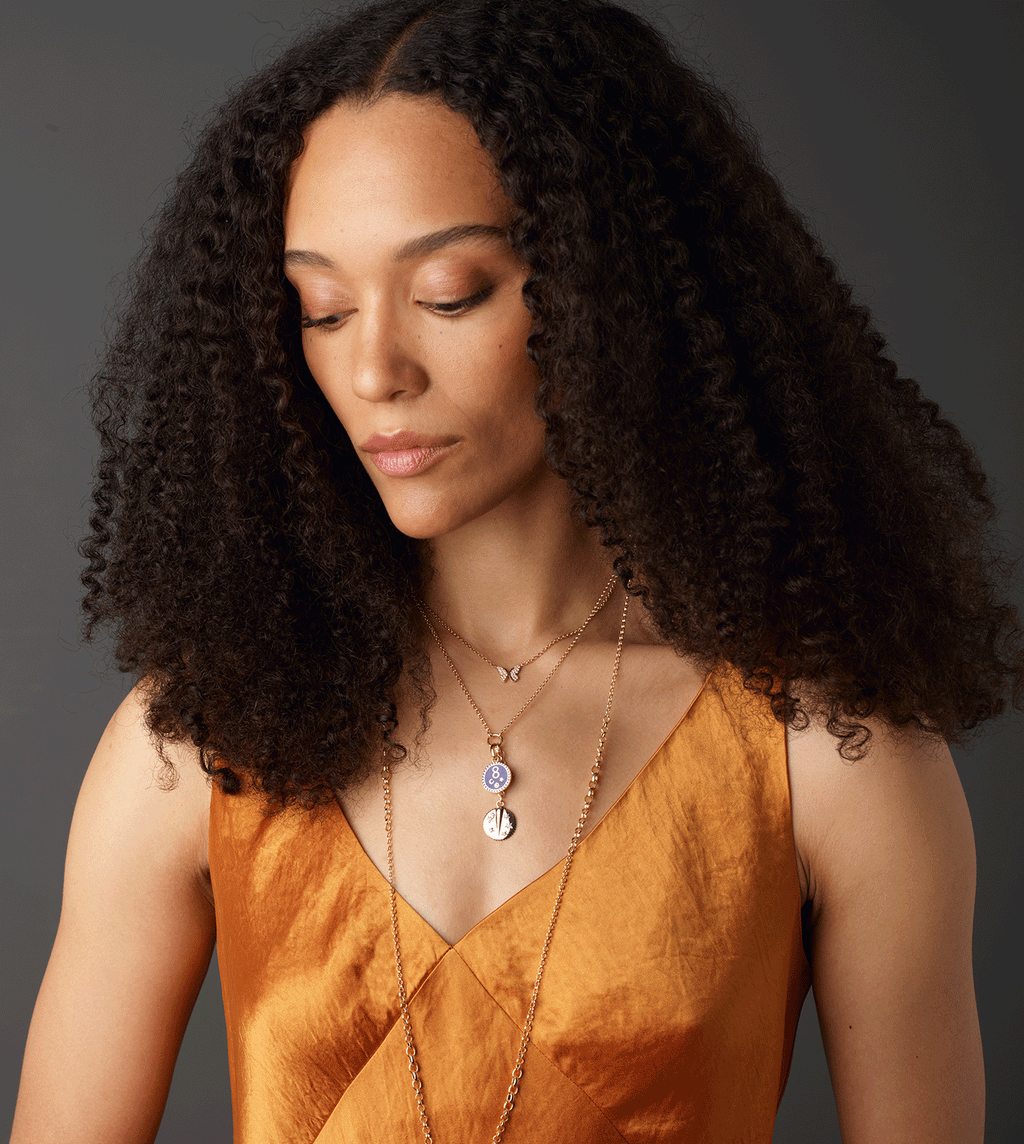 18K Yellow Gold Karma Ceramic Baby Medallion : in Yellow Gold with Diamond and an Annex Link – FoundRae view 2