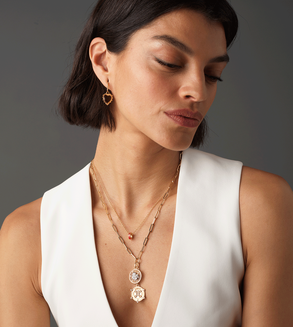 Amate Medium Medallion : in Yellow Gold with Diamonds and an Annex Link view 2