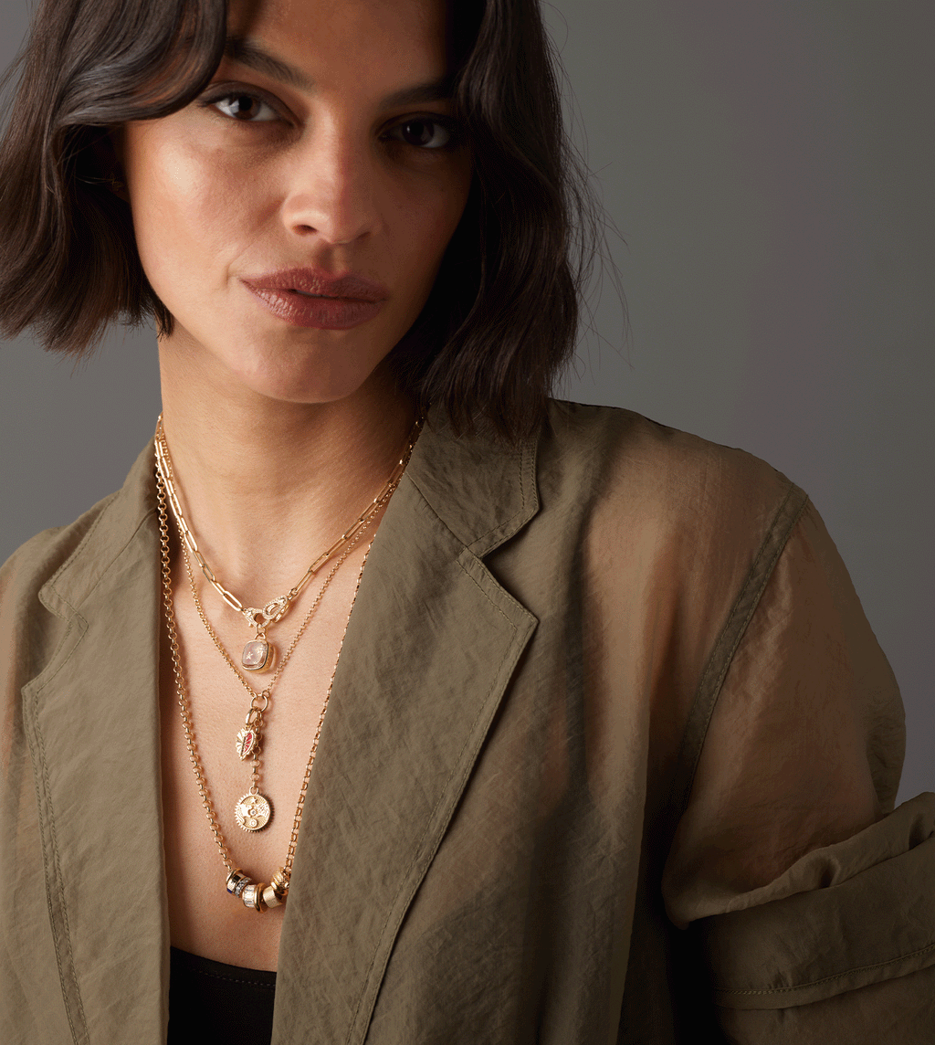 True Love Reflection Heart Miniature Medallion : in Yellow Gold with Red Ceramic and an Annex Link view 2