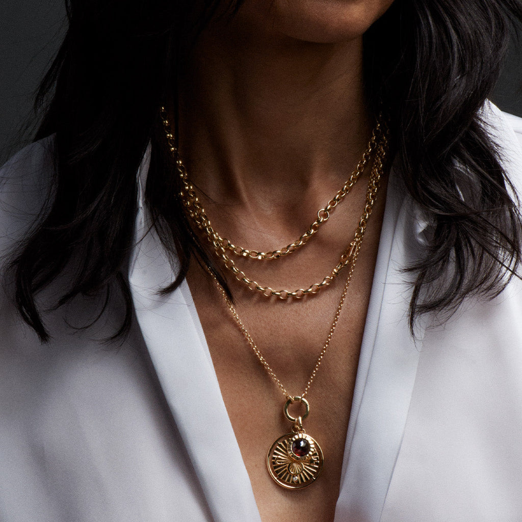 Karma Large Medallion : in Gold with Diamond and an Annex Link view 2