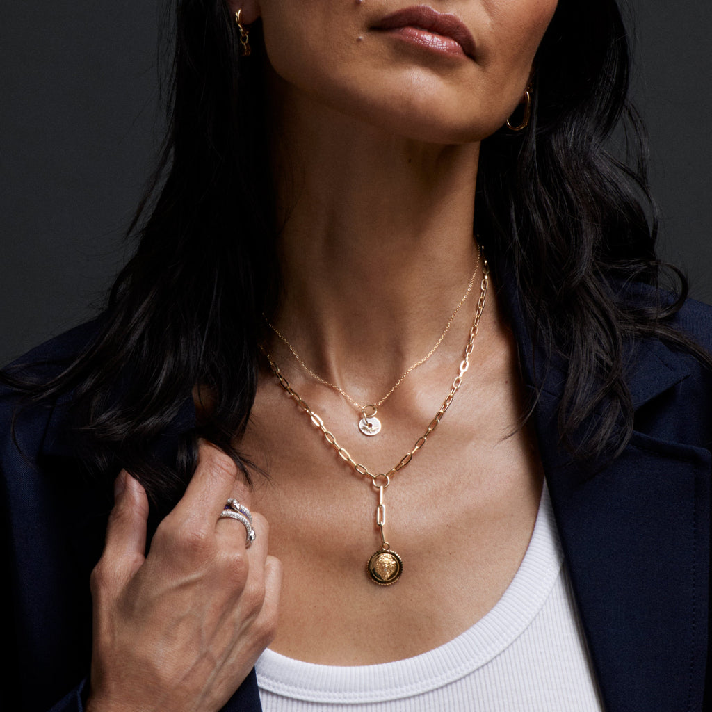 Wings : Symbol Champleve Enamel Disk Drop Necklace view 2