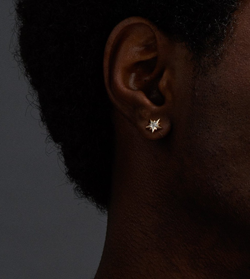 North Star - Internal Compass : Diamond Stud Earring view 2