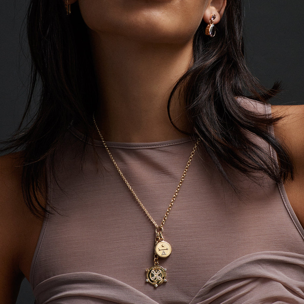 True Love : Medium Open Belcher with Small Knot Extension Chain Necklace view 2