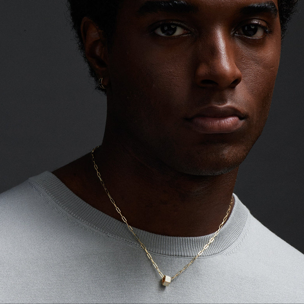 Small Custom Faceted Heart Beat : Super Fine Clip Necklace White view 2