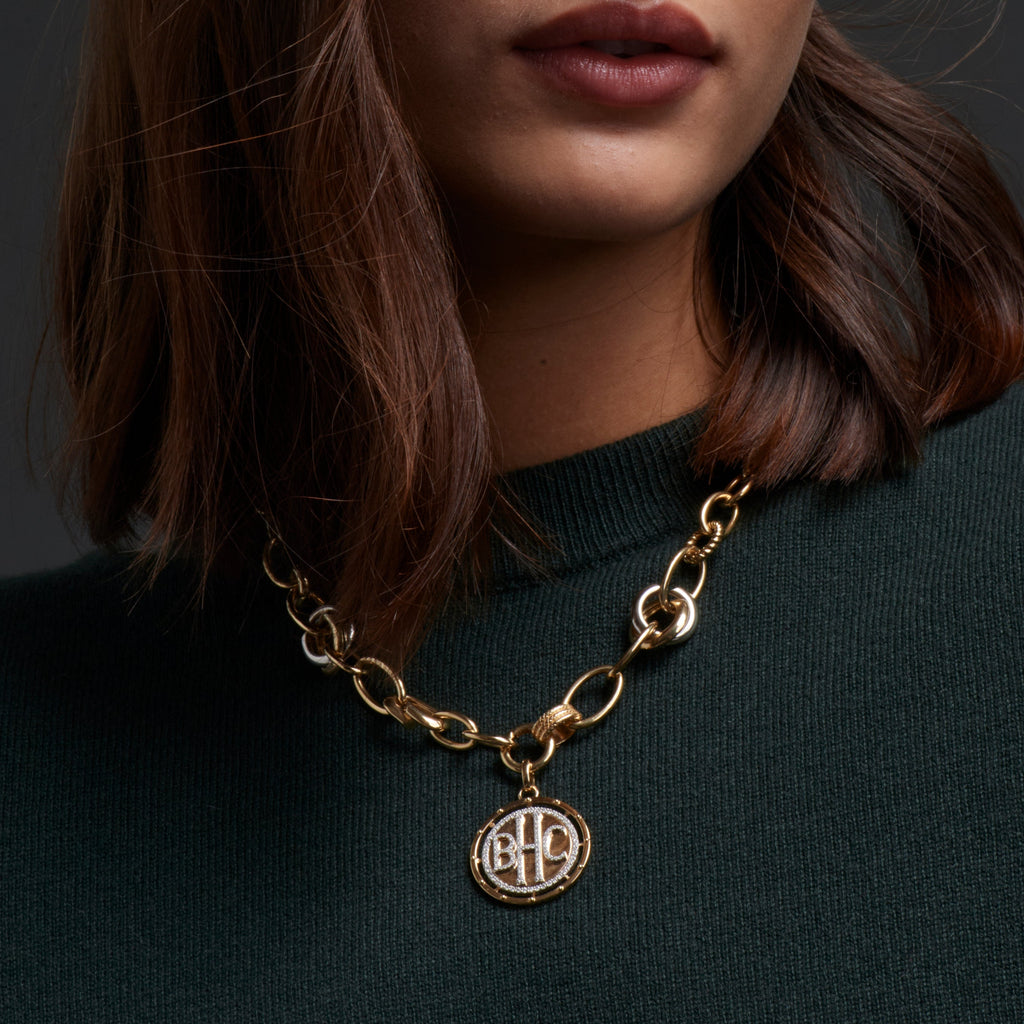 18K Yellow Gold Personalized - True Love | Custom Lovestruck Pierced Large Medallion | Diamonds, Yellow Gold – FoundRae view 5
