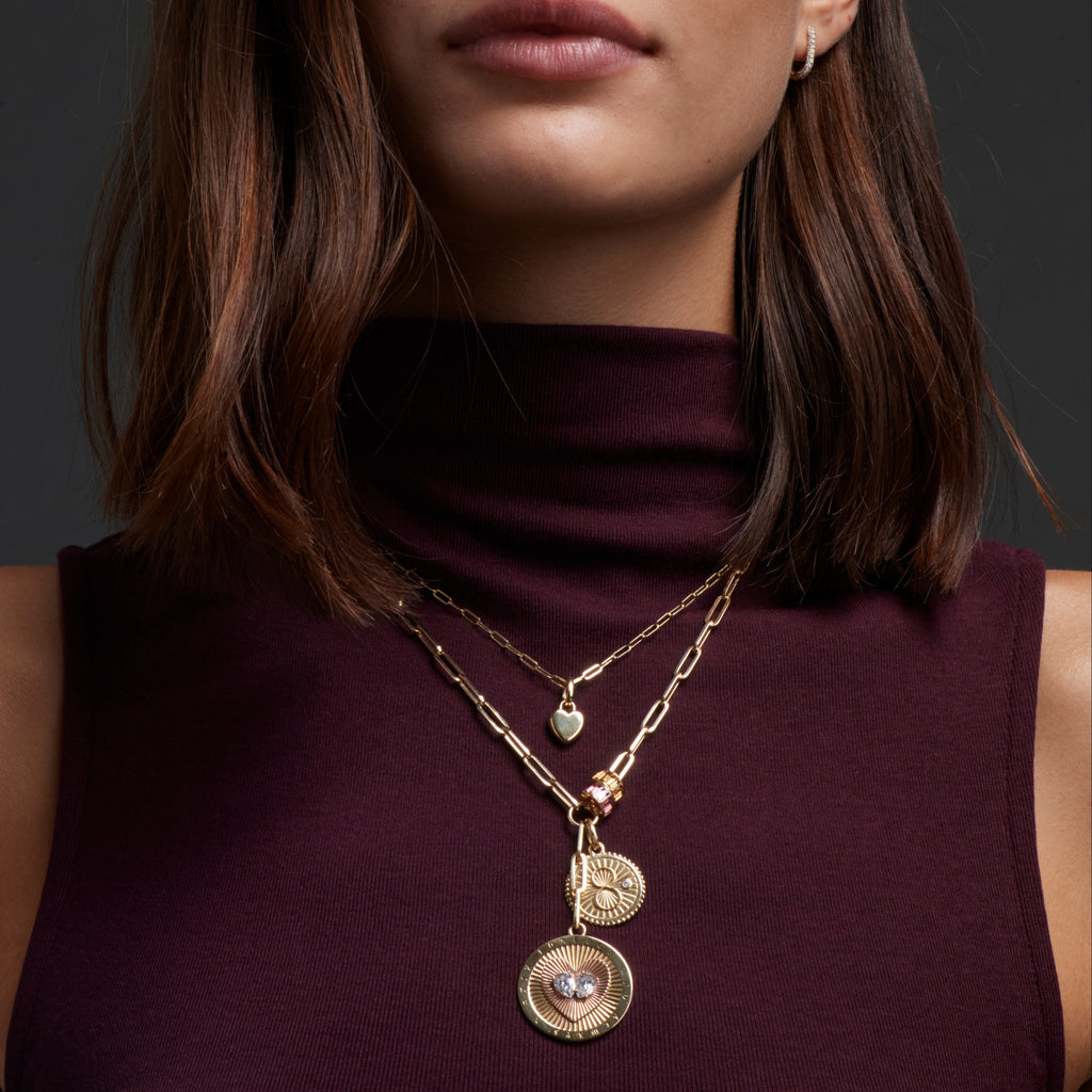 18K Yellow Gold Personalized - True Love | Engravable Heart Ingot Petite Medallion | Yellow Gold – FoundRae view 4