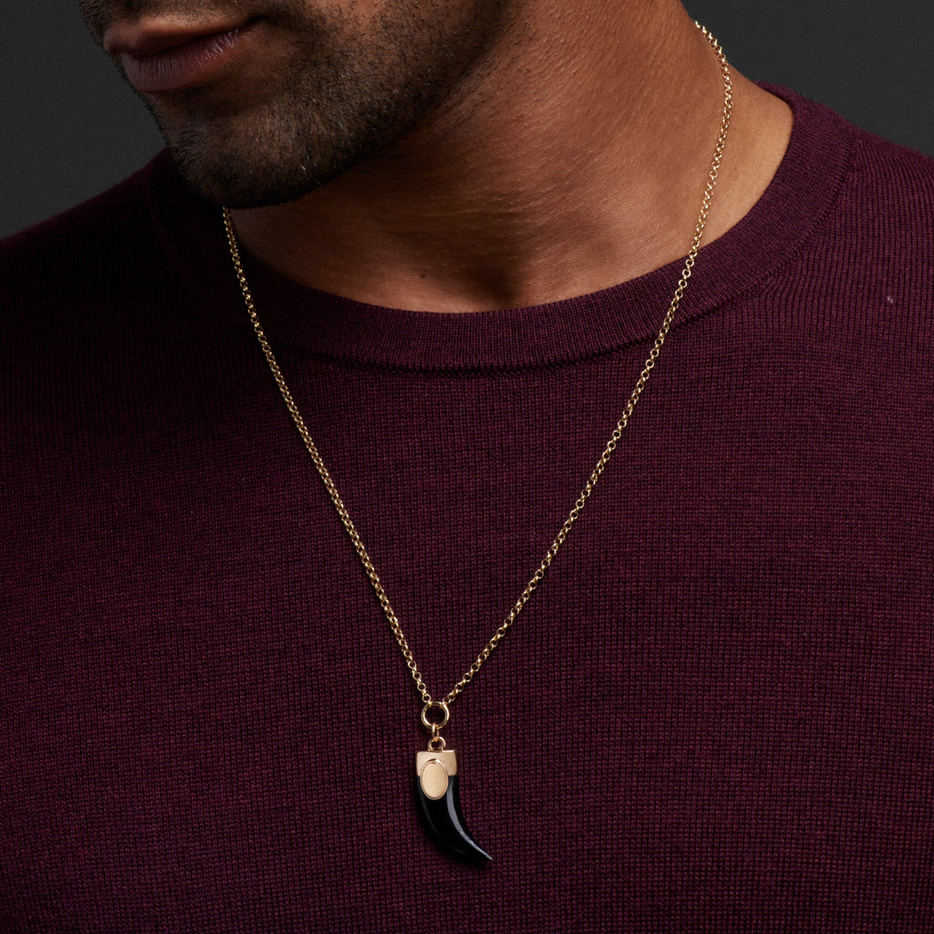 18K Yellow Gold Personalized - Protection | Engravable La Loba Claw Pendant | Onyx, Yellow Gold – FoundRae view 3
