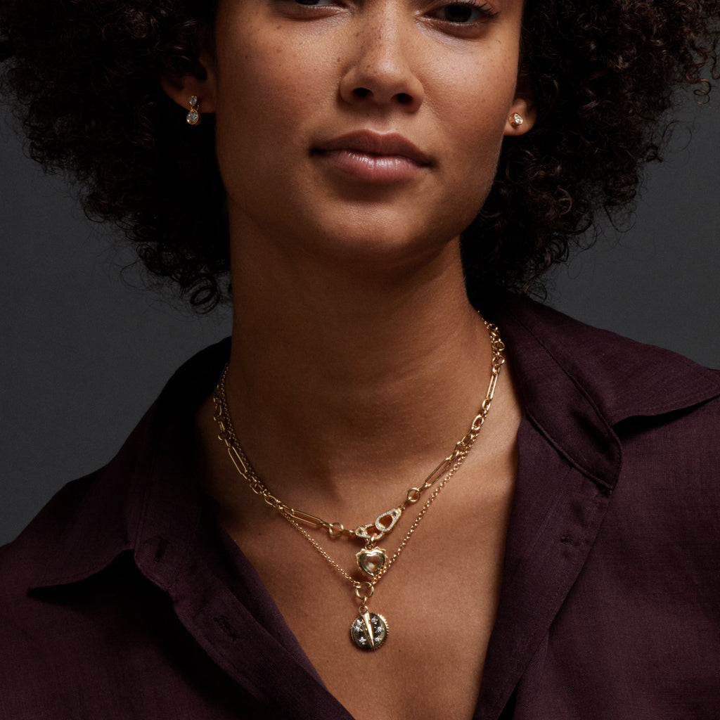 18K Yellow Gold Resilience Baby Medallion : in Gold with Diamonds and an Annex Link – FoundRae view 2