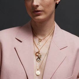 Internal Compass Baby Medallion : in Gold with Diamonds and an Annex Link