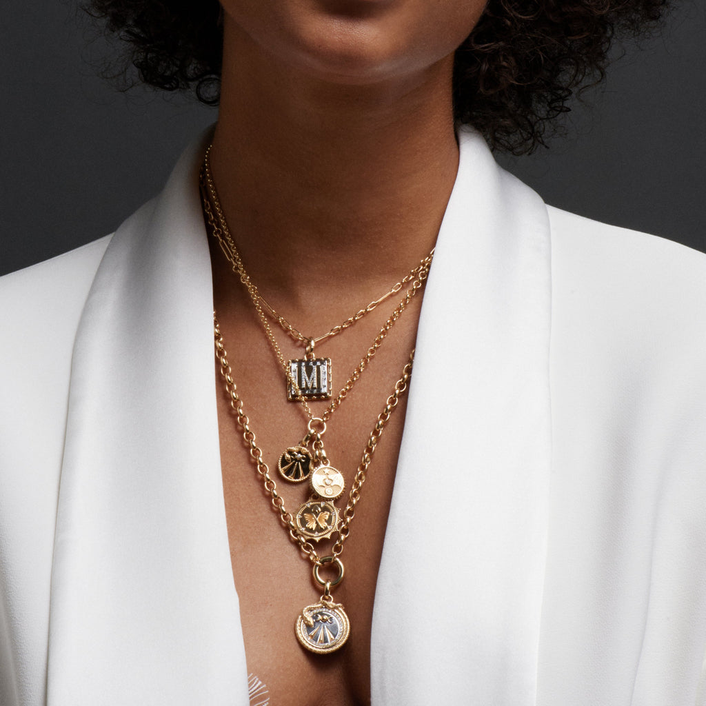 Mind, Body, Soul Baby Medallion : in Gold with Diamond and an Annex Link view 2