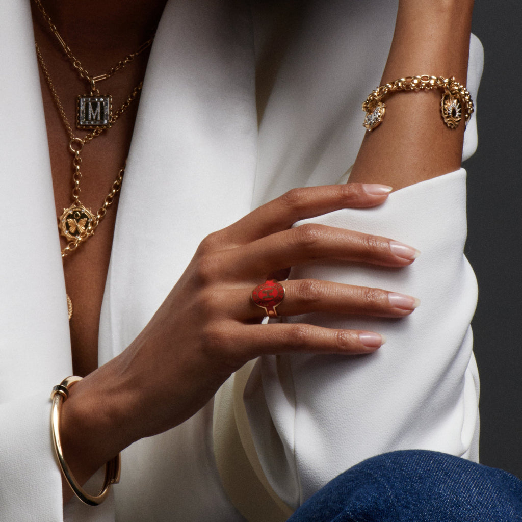 18K Yellow Gold True Love Custom Cigar Band : in Yellow Gold with Red Ceramic – FoundRae view 3