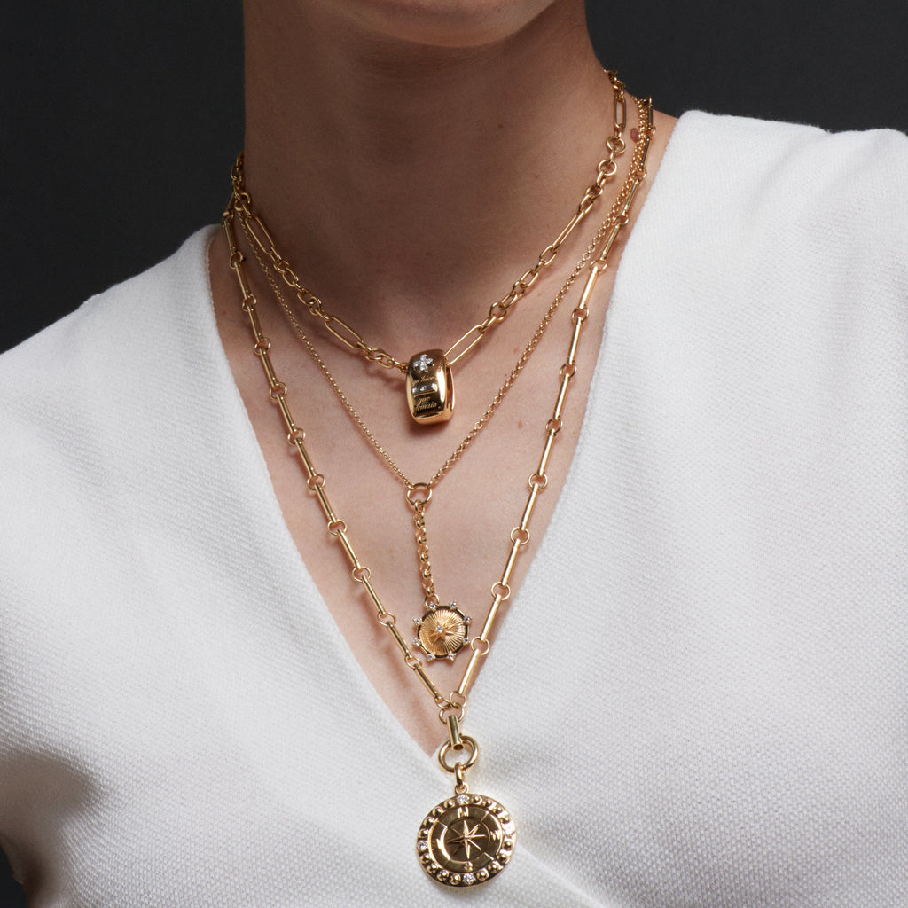 18K Yellow Gold Spark - Love : Small Mixed Belcher Extension Chain Necklace – FoundRae view 2