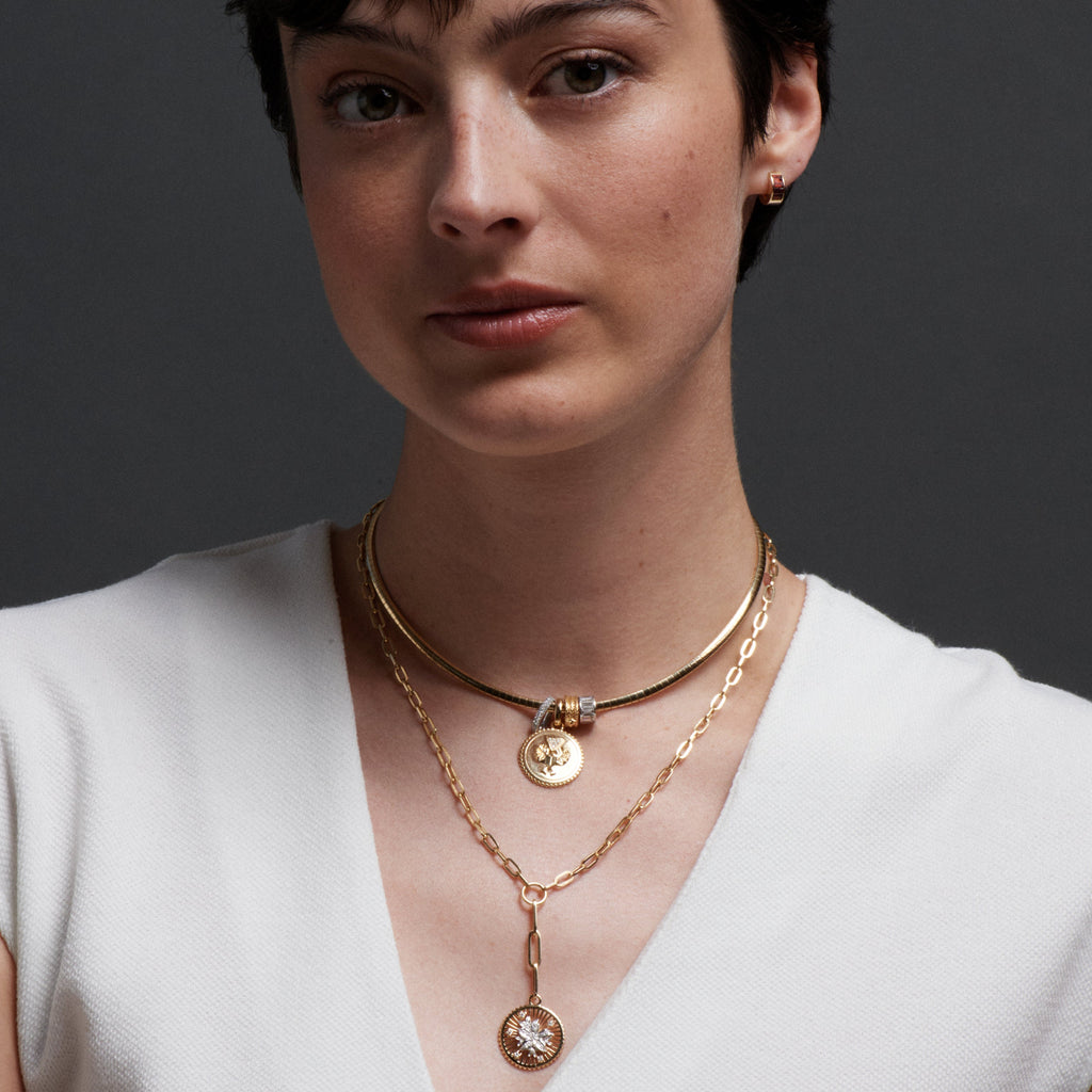 18K Mixed Gold Resilience : Classic Fob Clip Extension Chain Necklace – FoundRae view 6