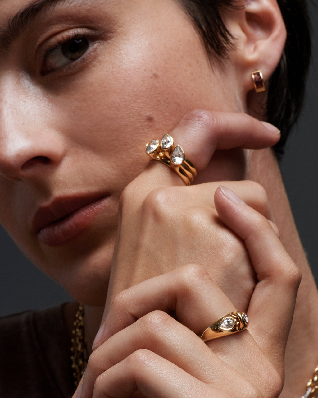 18K Yellow Gold Forever & Always a Pair - Love : 2.5ct Diamond Bookend Ring Stack – FoundRae view 3