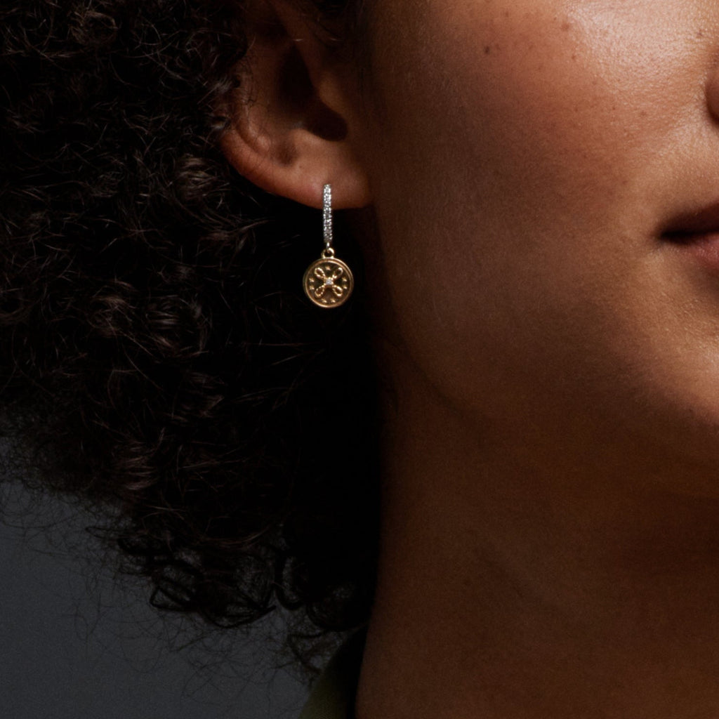 18K Yellow Gold True Love Miniature Medallion Earring : in Yellow Gold – FoundRae view 4