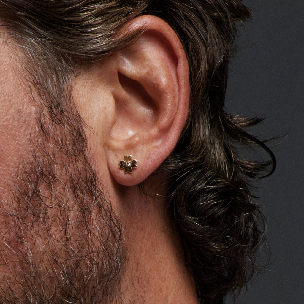 18K Yellow Gold Four Heart Clover : Stud – FoundRae view 4