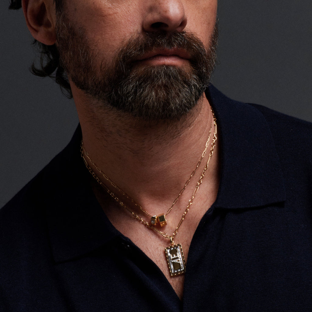 Lovestruck Pierced Medium Custom Diamond Pendant : in Yellow Gold with an Annex Link view 2