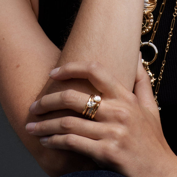 True Love | Forever & Always a Pair Bookend Ring Stack 0.7ct | Diamonds, Yellow Gold