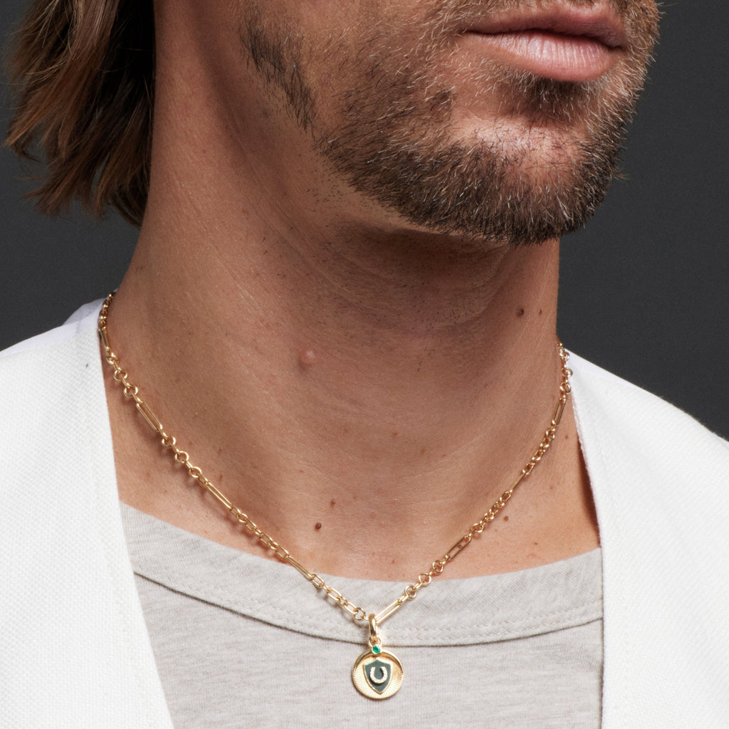 Protection Baby Ceramic Small Mixed Clip Necklace : in Yellow Gold view 2