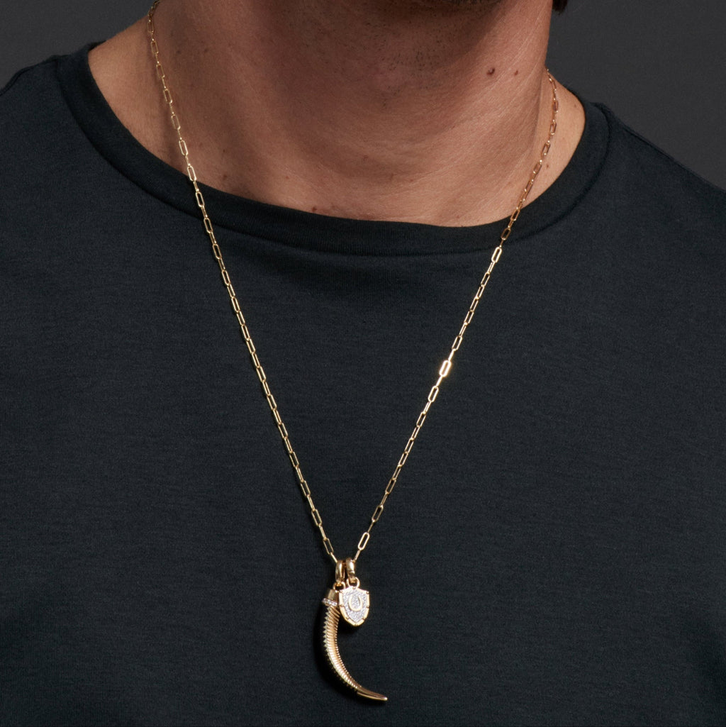 La Loba Claw Ceramic Pendant : in Yellow Gold and an Annex Link view 2