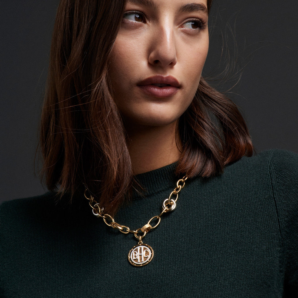 18K Mixed Gold Lovestruck Pierced Custom Menagerie Necklace : in Mixed Gold and Pave Diamonds – FoundRae view 3