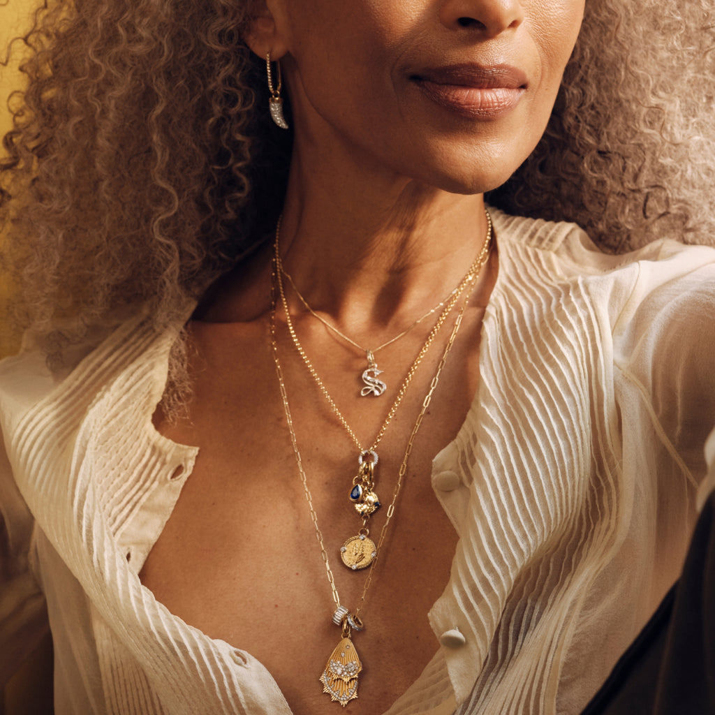 18K Yellow Gold Reverie - True Love | Encrusted Butterfly Wings and Heart Beats Fine Clip Necklace | Diamonds, Yellow Gold – FoundRae view 4
