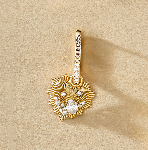 Encrusted Diamond Heart Love Token Petite Pavé Fob Earring : in Yellow Gold view 2