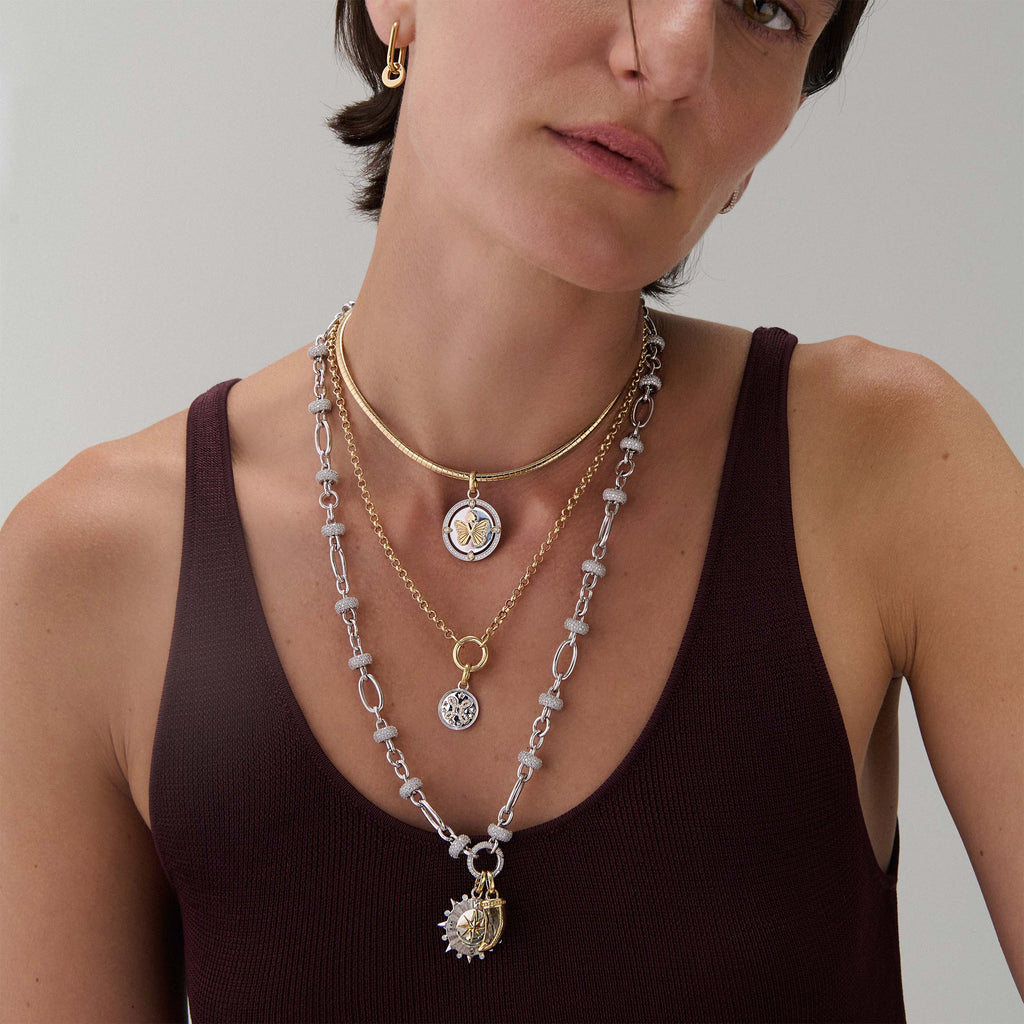 Internal Compass | Medium Medallion | Diamonds, 18K Mixed Gold view 2
