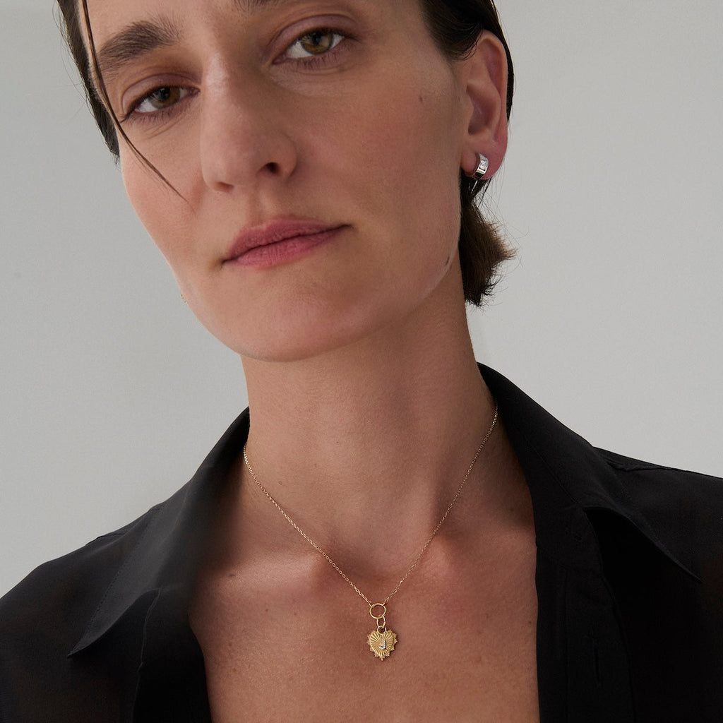 True Love | Baguette Huggie Earring | Diamond, 18K Yellow Gold view 2