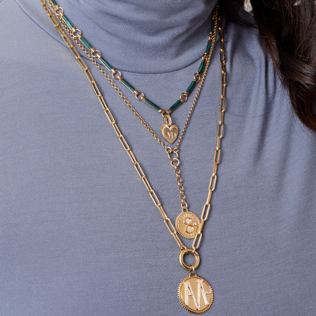 18K Yellow Gold Engravable Heart Miniature Medallion : in Yellow Gold with an Annex Link – FoundRae view 2