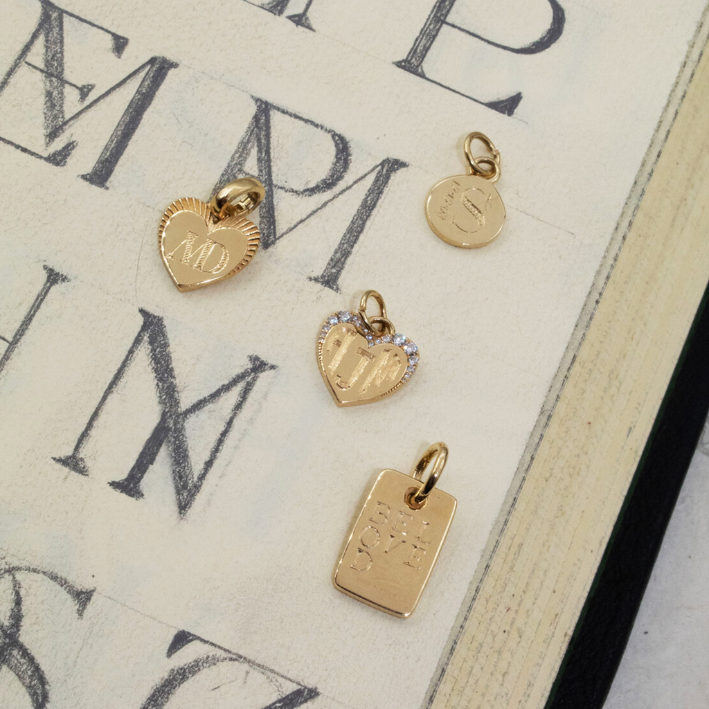 18K Yellow Gold Pave Diamond Engravable Heart Miniature Medallion : in Yellow Gold with an Annex Link – FoundRae view 3