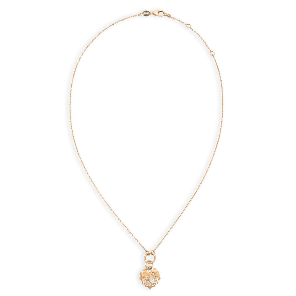 18K Yellow Gold True Love | Encrusted Heart Love Token Thread Necklace | Diamonds, Yellow Gold – FoundRae view 3