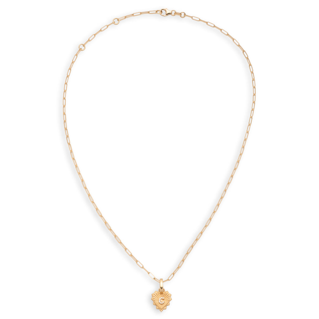 Personalized - True Love | Initial Heart Love Token Fine Clip Necklace | Diamonds, Yellow Gold view 2