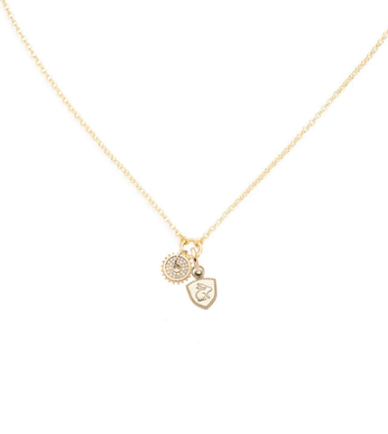 Bunny and Pave Disk - Love : Fine Belcher Stationary Chain Necklace