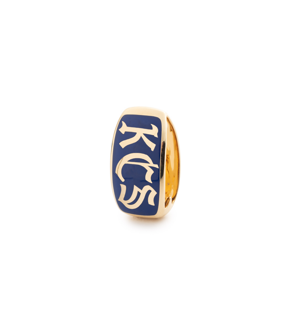 18K Yellow Gold Custom Blue Ceramic Oversized Heart Slide – FoundRae