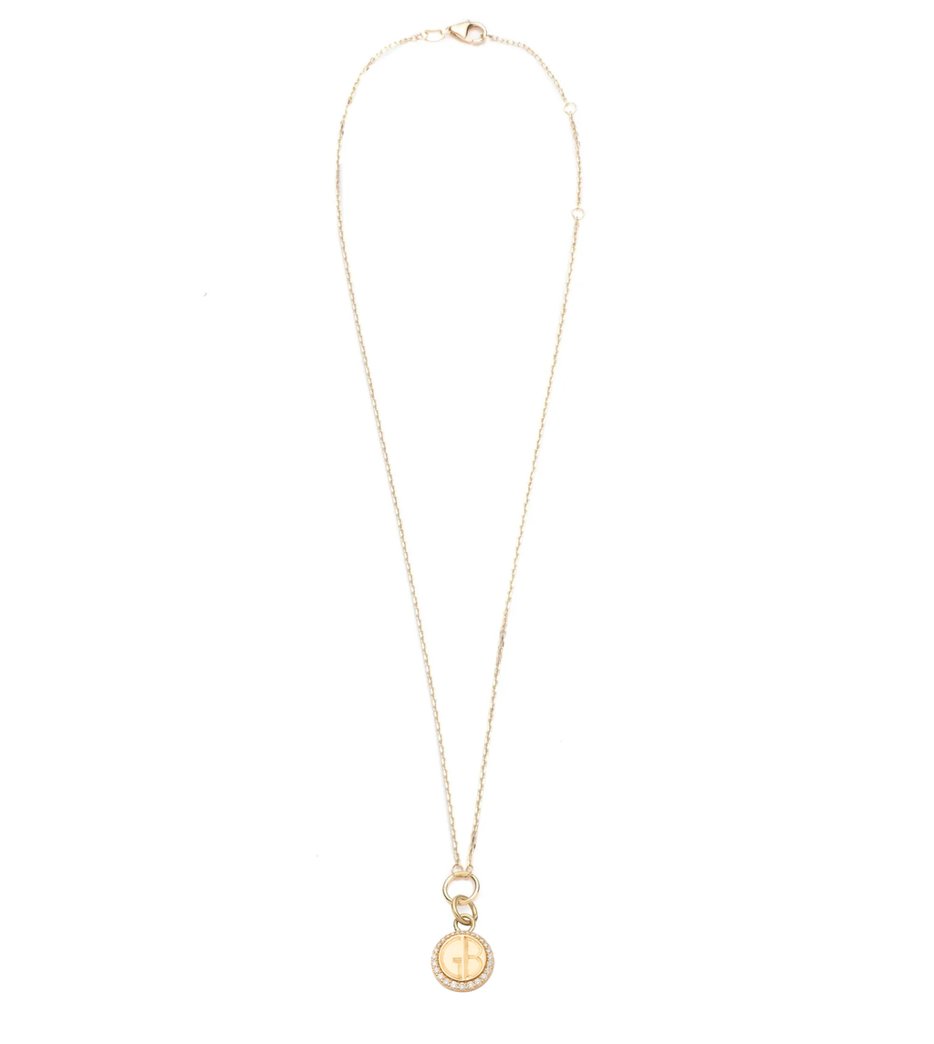 Engravable Fine Belcher Necklace : in Yellow Gold with Diamonds view 2