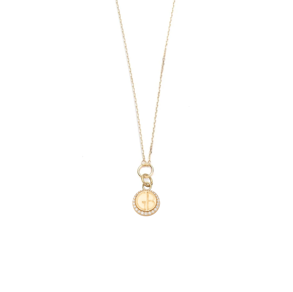 Engravable Fine Belcher Necklace : in Yellow Gold with Diamonds view 1