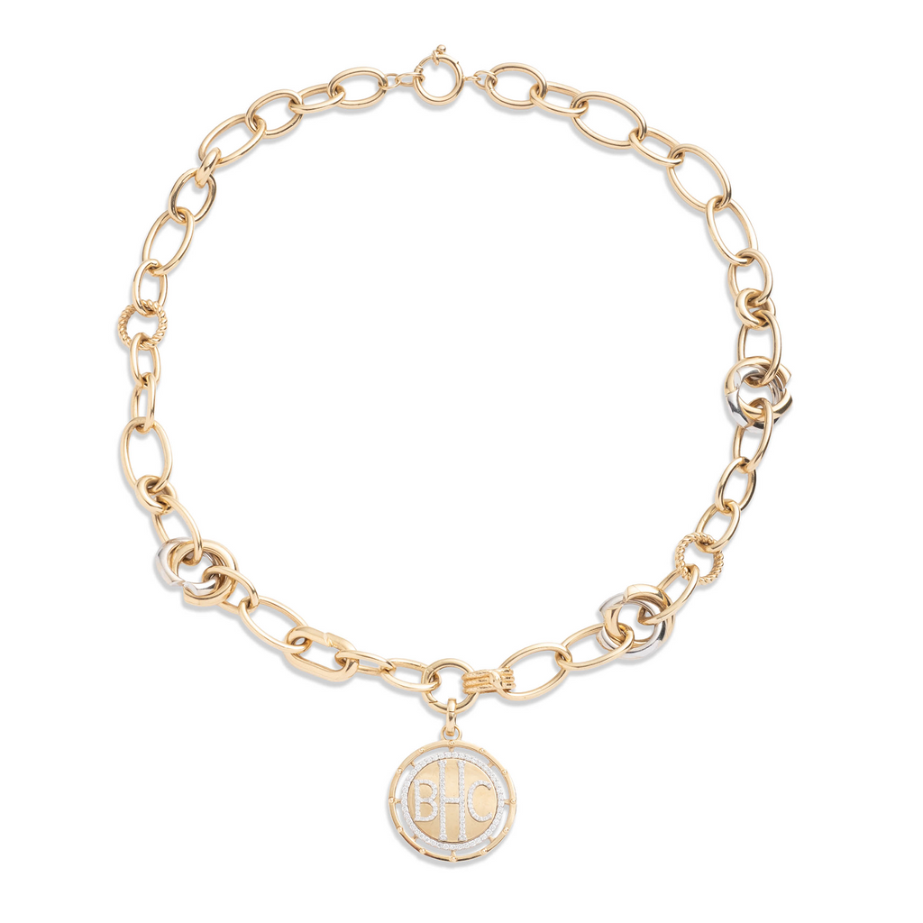 18K Mixed Gold Lovestruck Pierced Custom Menagerie Necklace : in Mixed Gold and Pave Diamonds – FoundRae view 2