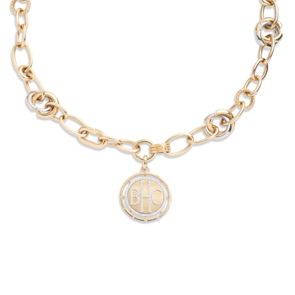 Lovestruck Pierced Custom Menagerie Necklace : in Mixed Gold and Pave Diamonds view 1