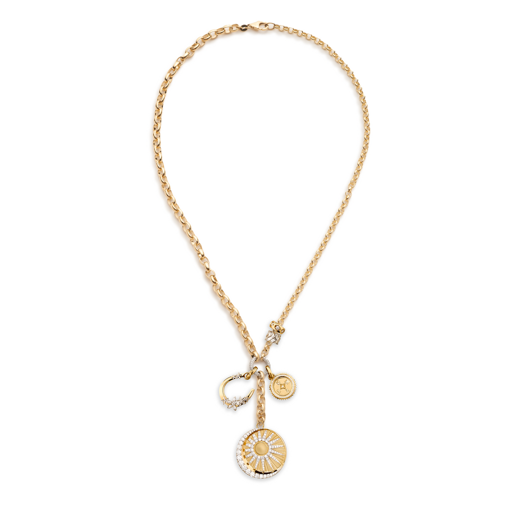 18K Mixed Gold Balance & Horseshoe Heavy Mixed Belcher Extension Story : in Yellow Gold with Diamonds – FoundRae view 3