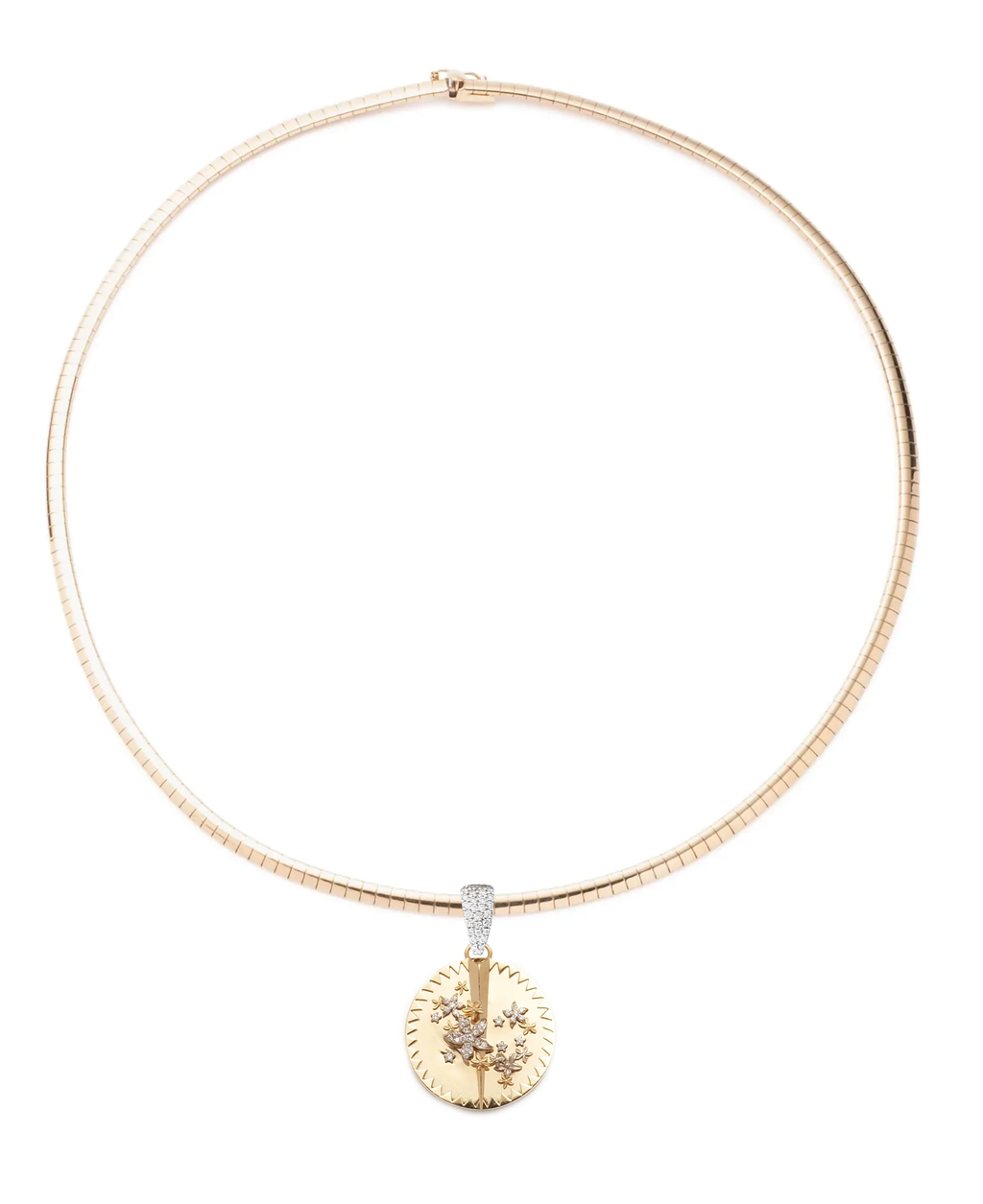 18K Mixed Gold Resilience Small Sleek Collar Necklace : in Mixed Gold with Diamonds – FoundRae view 3