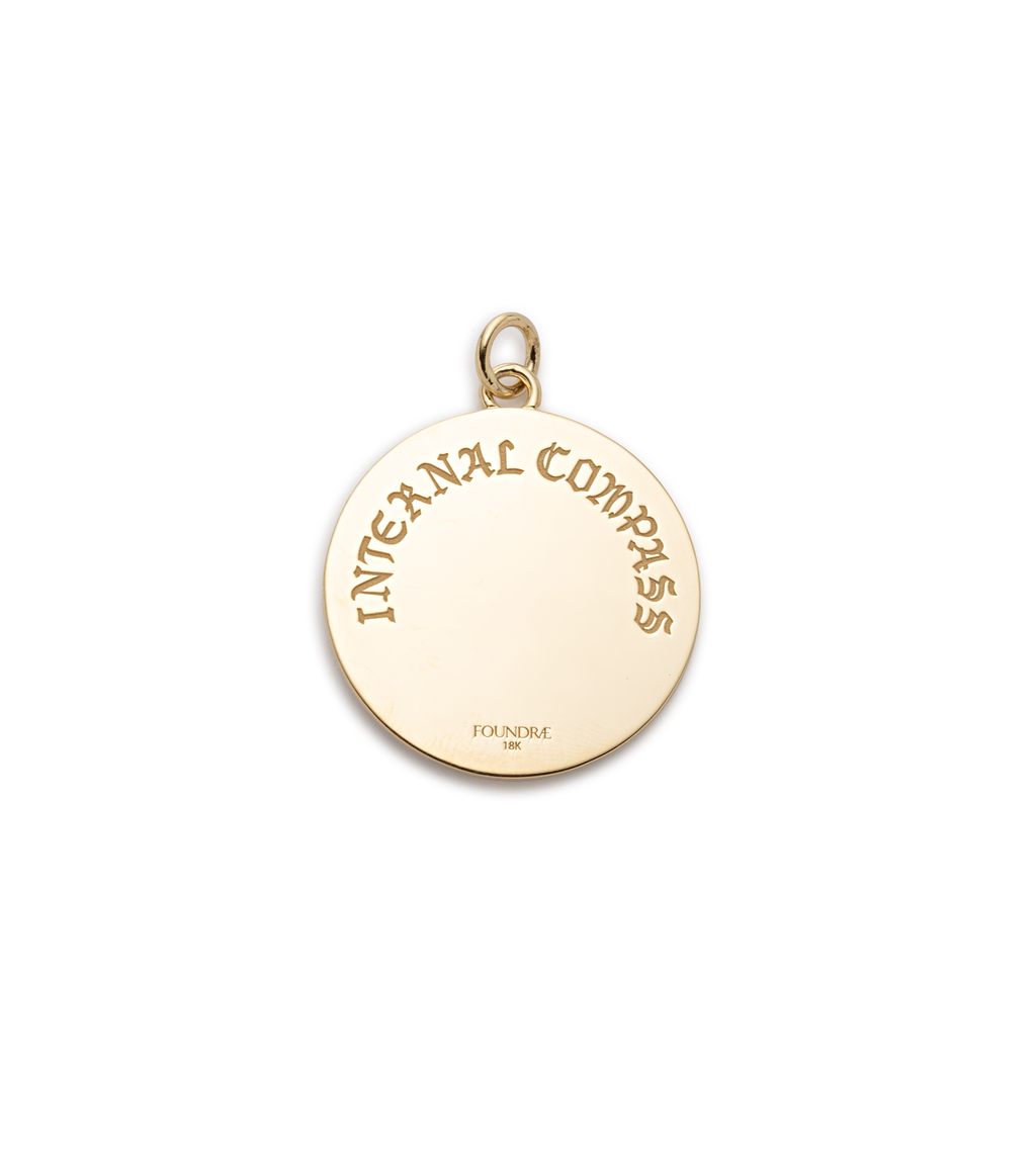 18K Yellow Gold Internal Compass Large Ceramic Medallion : in Yellow Gold with Diamonds and an Annex Link – FoundRae view 4