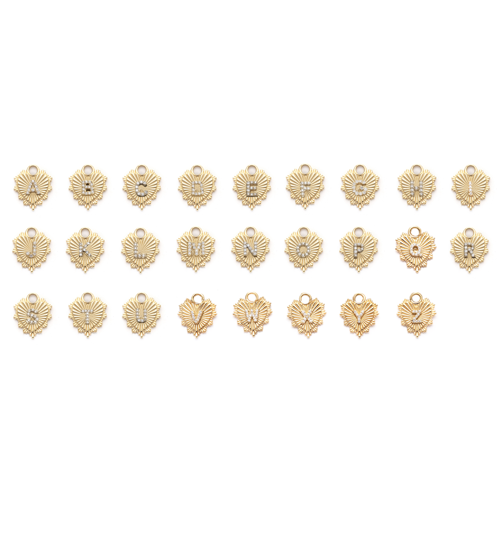 18K Yellow Gold Heart Love Token Initial Miniature Medallion : in Yellow Gold with Pave Diamonds and an Annex Link – FoundRae view 4