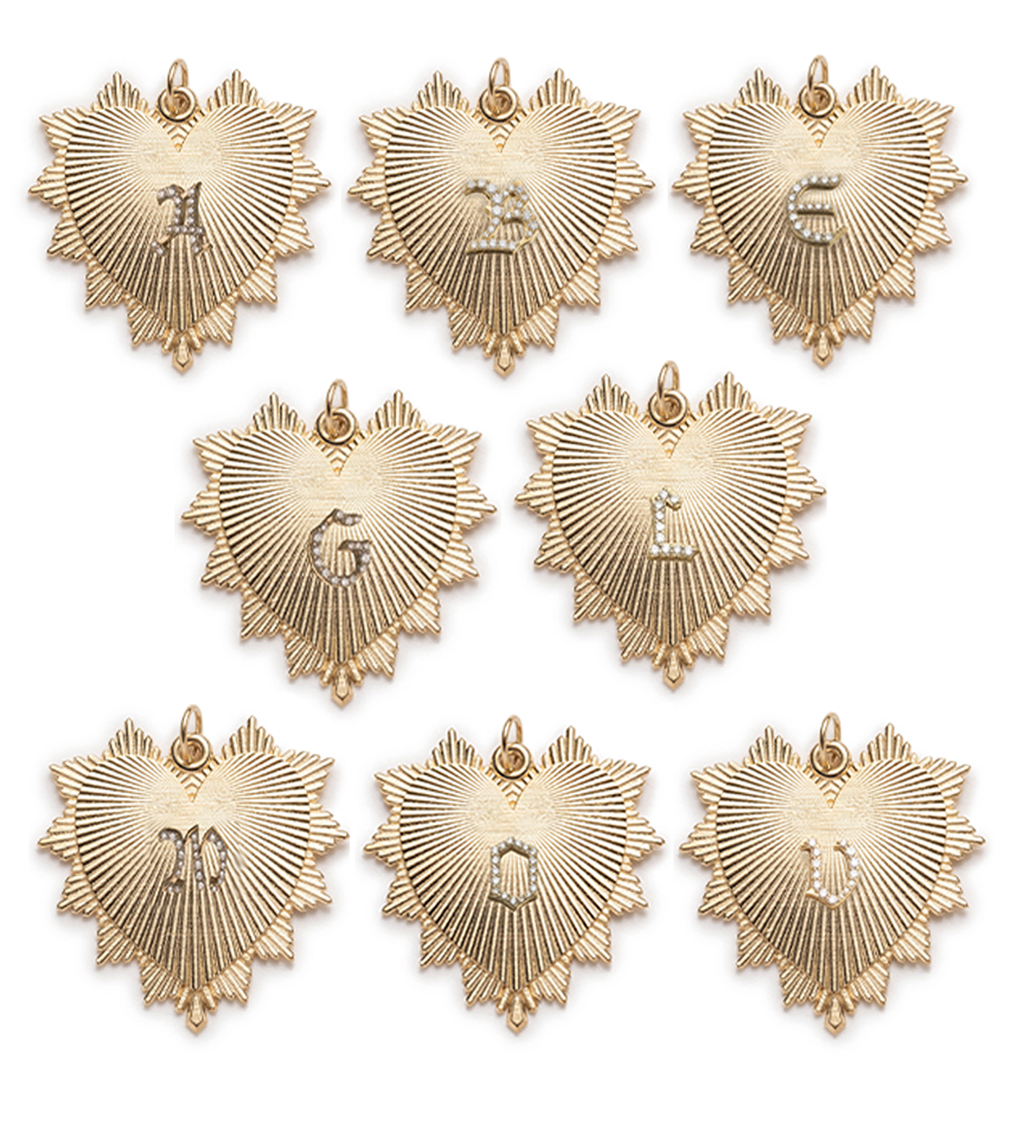 18K Yellow Gold Initial Heart Love Token Oversized Medallion : in Yellow Gold with Diamonds and an Annex Link – FoundRae view 4