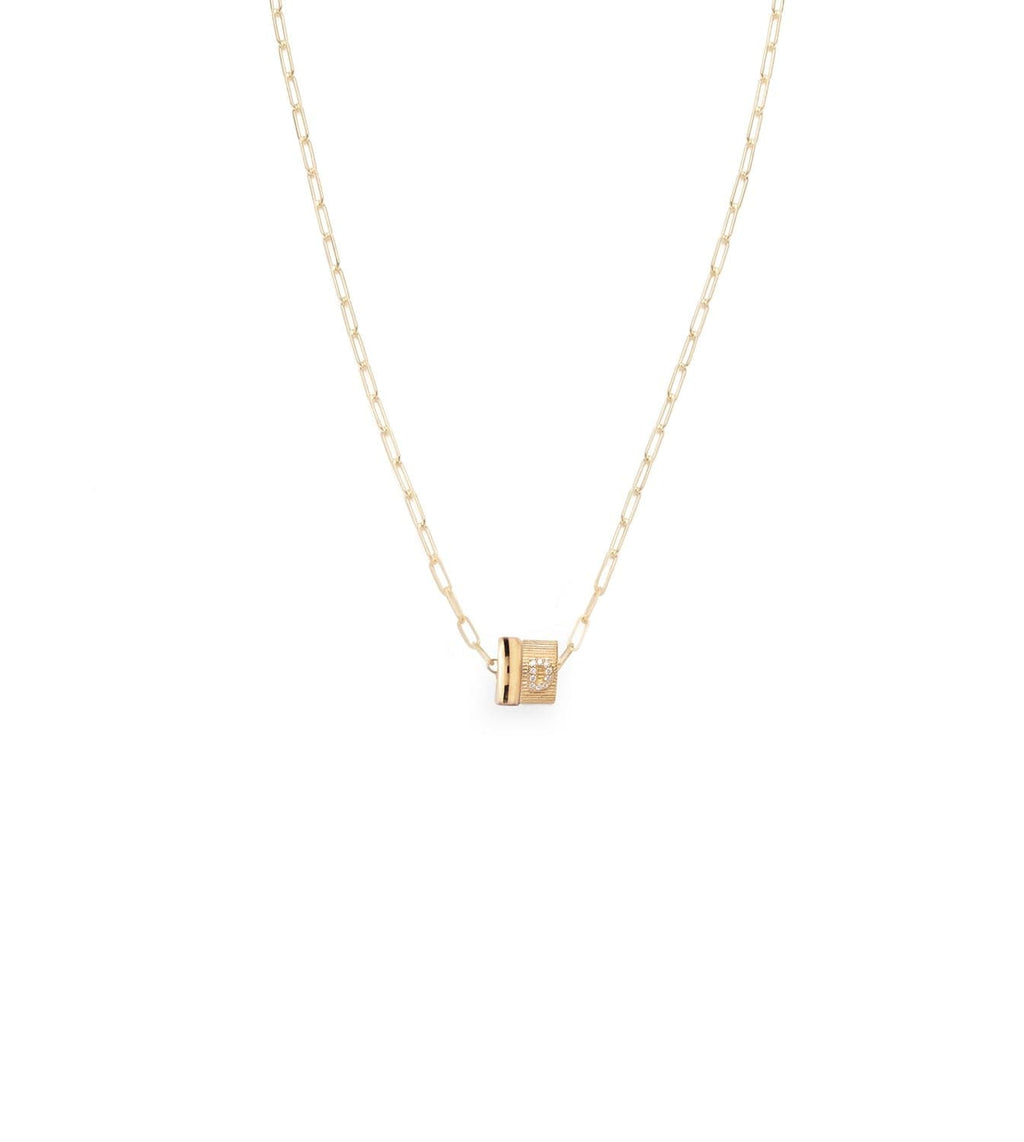 Pave Diamond Initial & Chubby Gold : Heart Beat Super Fine Clip Chain Necklace view 1