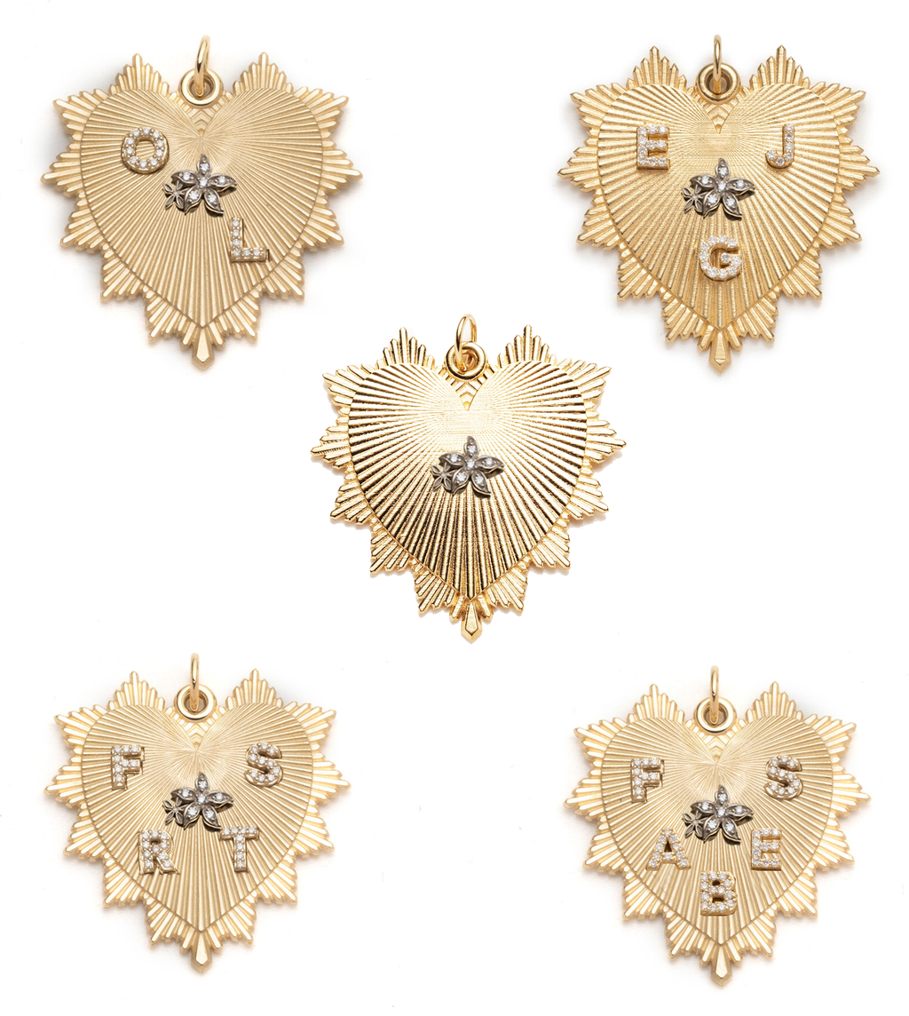 Custom Heart Love Token Oversized Medallion : in Yellow Gold with Diamonds and an Annex Link – FoundRae view 5