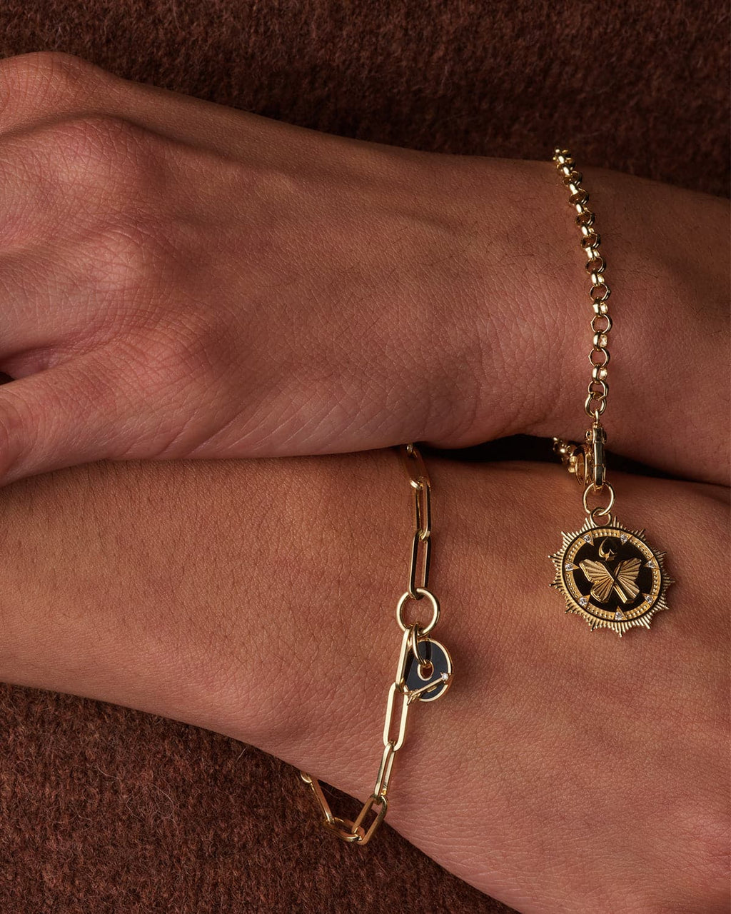 18K Yellow Gold Reverie Medium Medallion : in Yellow Gold with Diamonds and an Annex Link – FoundRae view 4